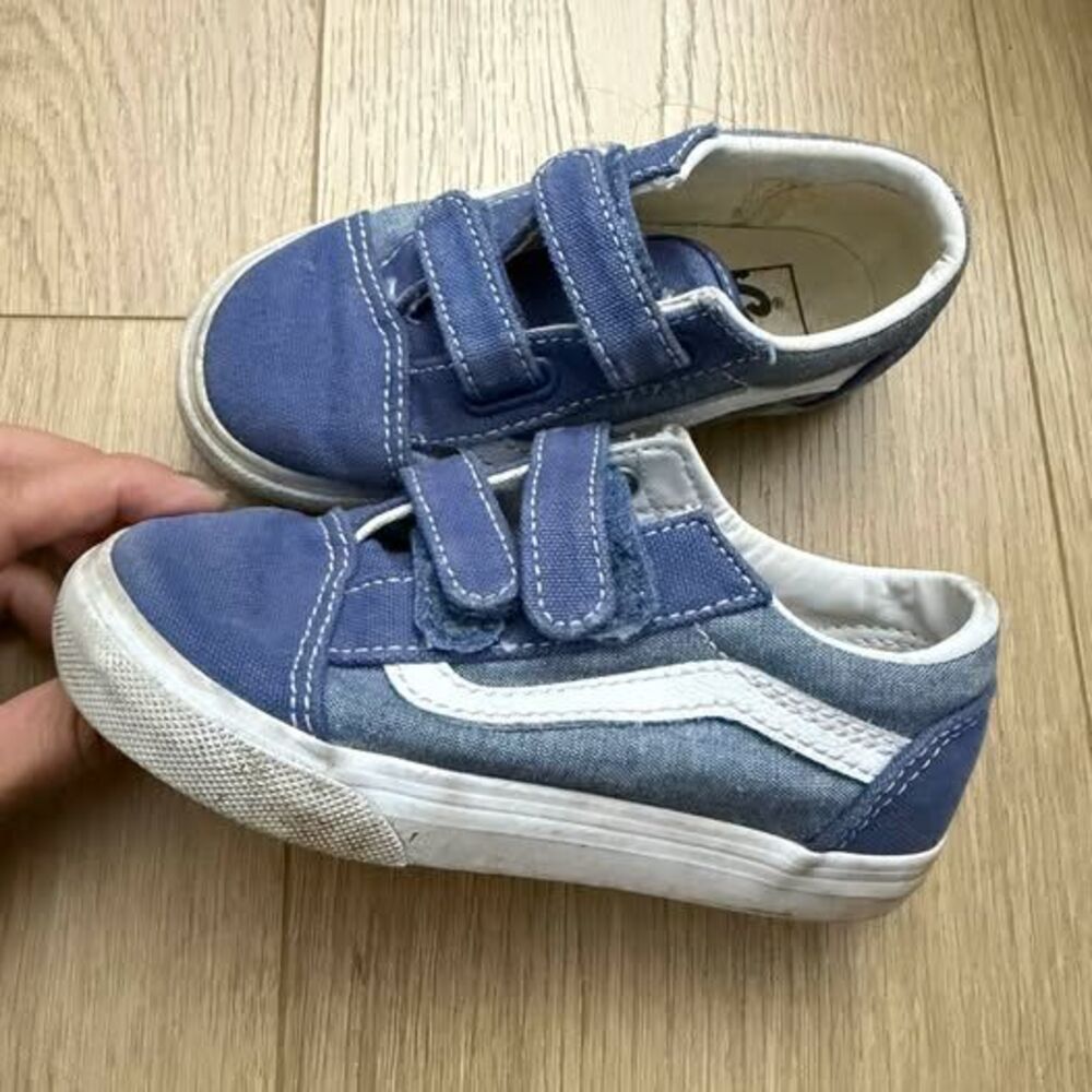 Vans Toddler Old Skool V Blue Denim Sneakers size 9c
